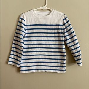 Janie and Jack Girls Blue White Striped Long Sleeve Shirt size 5 100% cotton